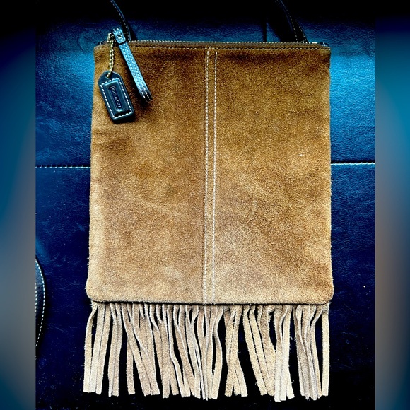 Coach Handbags - Coach Vintage Brown Suede Fringe Crossbody Bag